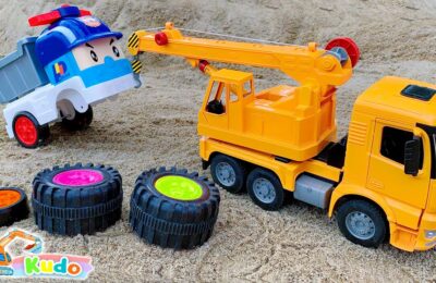 DIY Crane Truck Rescues Accident Tayo Vehicle Toys | Kudo Truck Toys